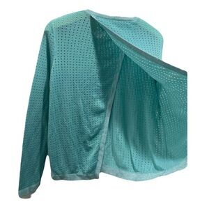 Rag & Bone Ariana Open Knit Flyaway Cotton Sweater Turquoise Small Orig $298